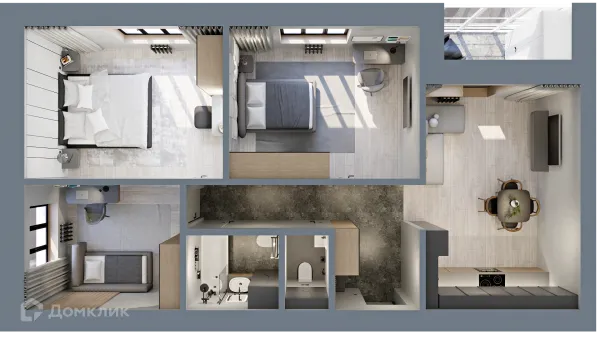 Планировка 3 комн. в ЖК "Ривьера life" (Ривьера Лайф)