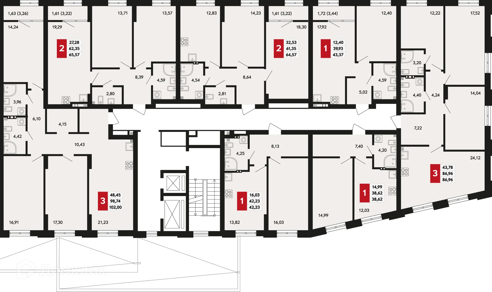 Планировка 1-комнатной квартиры 43.37 м² в ЖК Невский квартал, г. Верхняя Пышма — фото 2