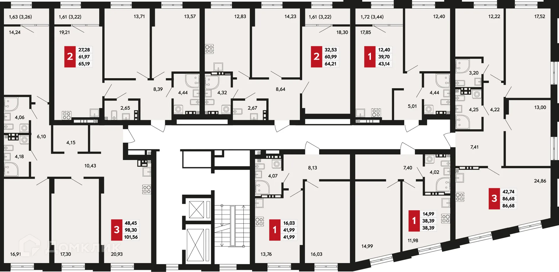 Планировка 3-комнатной квартиры 86.68 м² в ЖК Невский квартал, г. Верхняя Пышма — фото 2