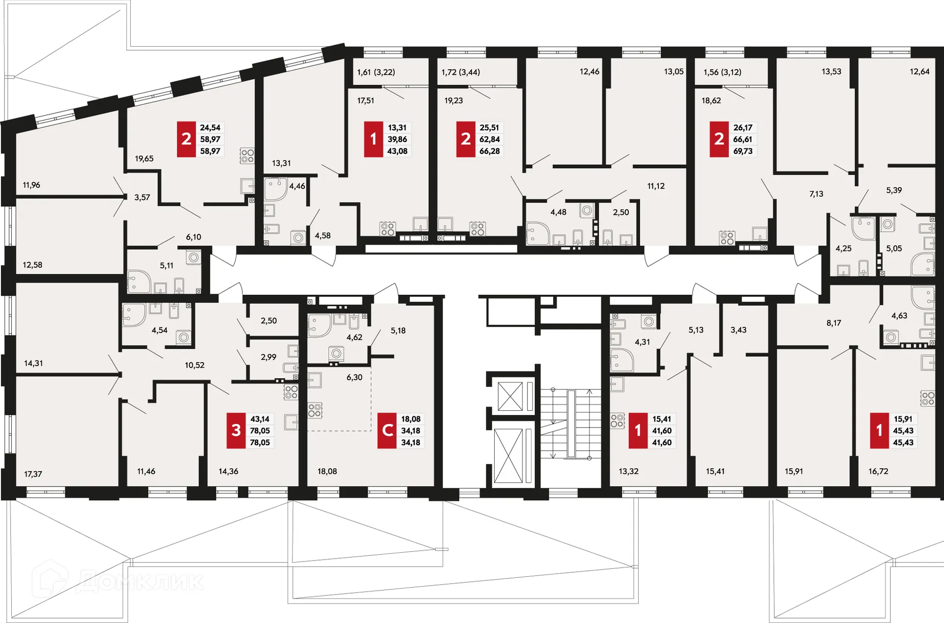 Планировка 1-комнатной квартиры 43.08 м² в ЖК Невский квартал, г. Верхняя Пышма — фото 2