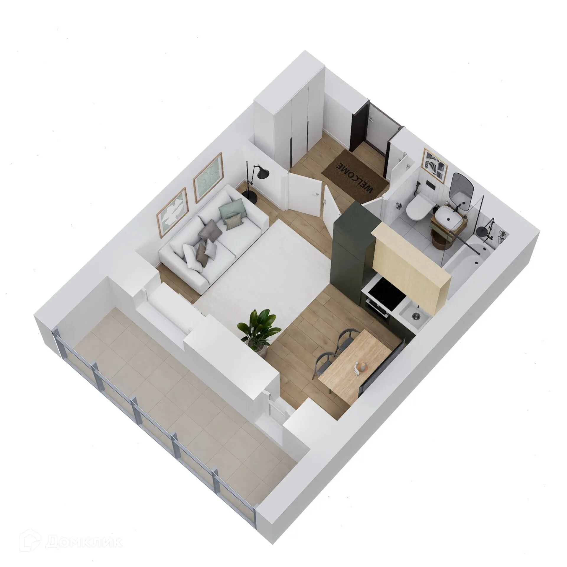 Планировка студии квартиры 28.77 м² в ЖК Дивногорский, г. Новосибирск — фото 1