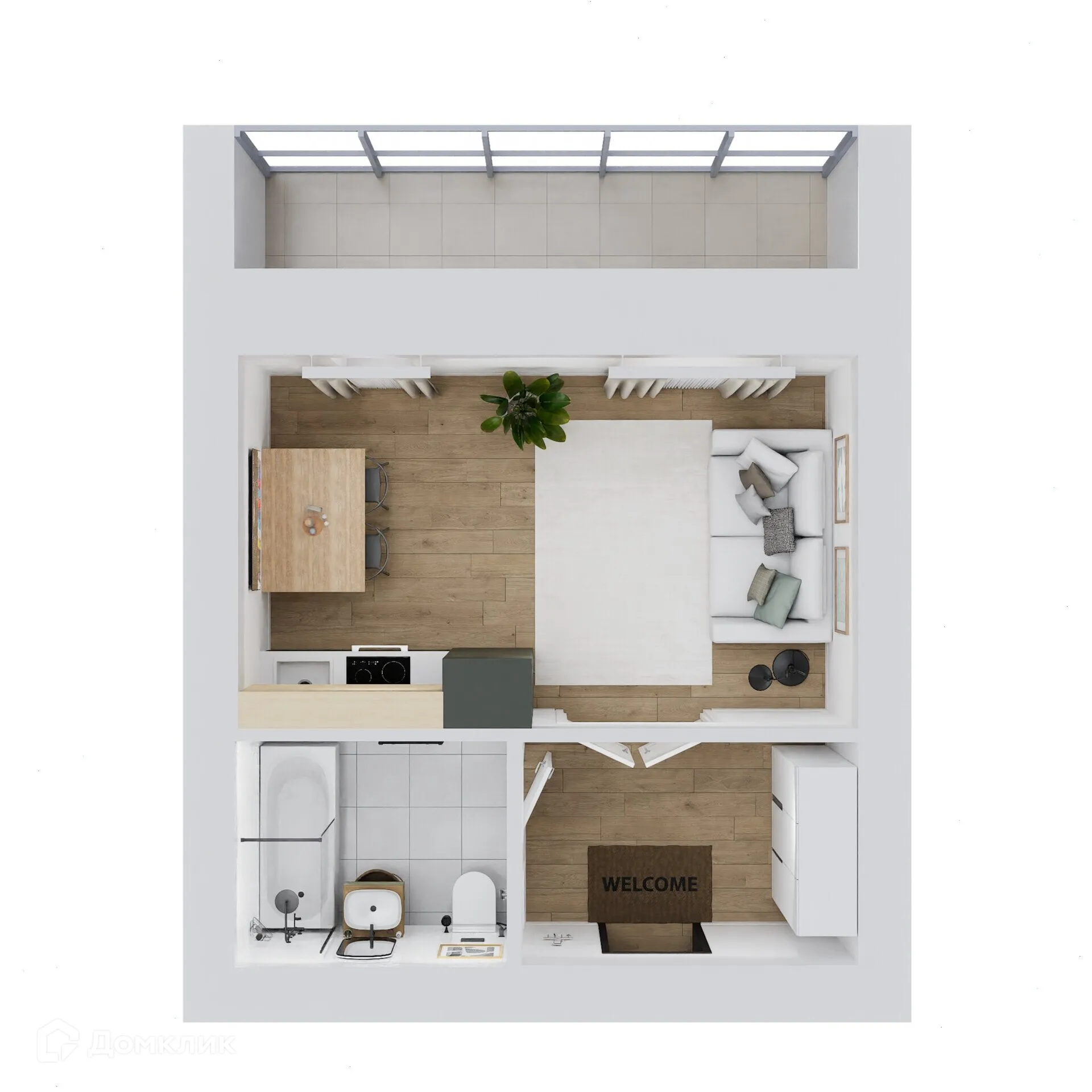 Планировка студии квартиры 28.77 м² в ЖК Дивногорский, г. Новосибирск — фото 3