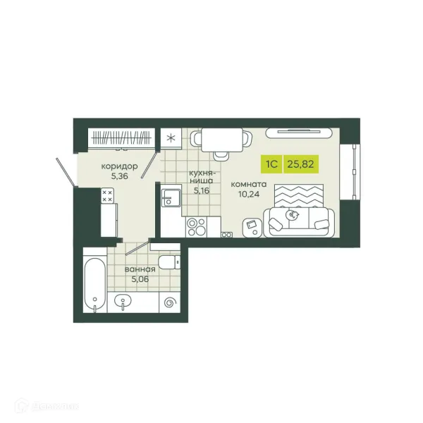 Планировка Студия в ЖК Белкин