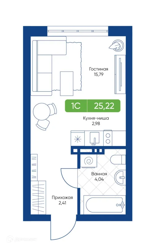 Планировка Студия в ЖК Биография