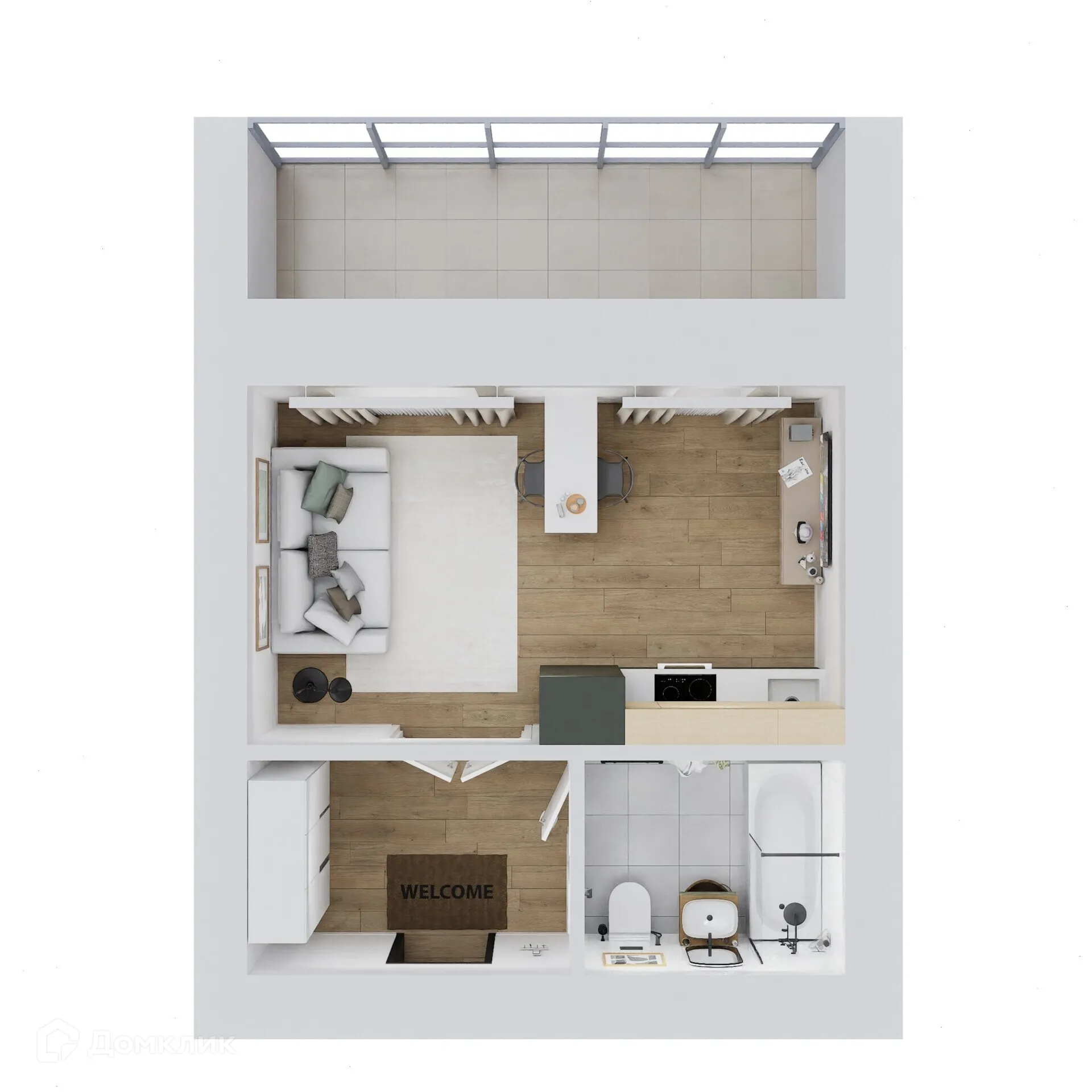 Планировка студии квартиры 29.58 м² в ЖК Дивногорский, г. Новосибирск — фото 3