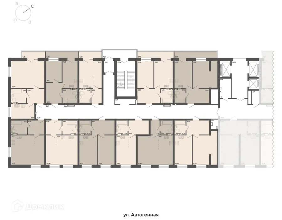 Планировка 1-комнатной квартиры 45.4 м² в NOVA-апарт, г. Новосибирск — фото 1