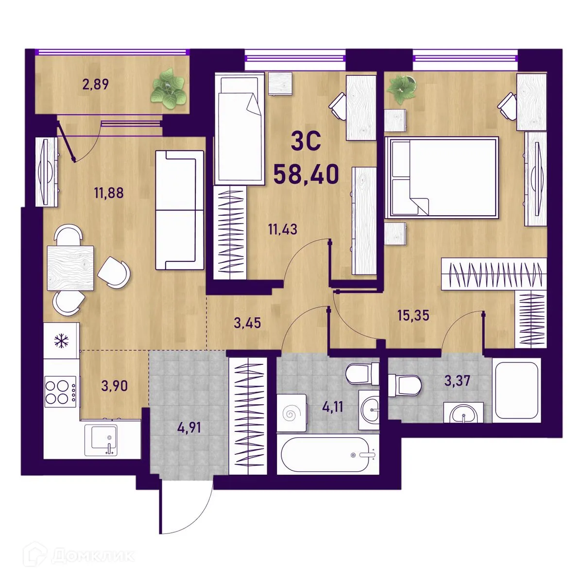 Фото квартиры в ЖК Оптимисты