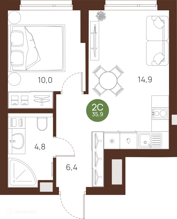 Планировка 2 комн. в ЖК VESNA (Весна)