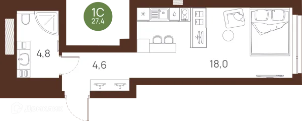 Планировка Студия в ЖК VESNA (Весна)