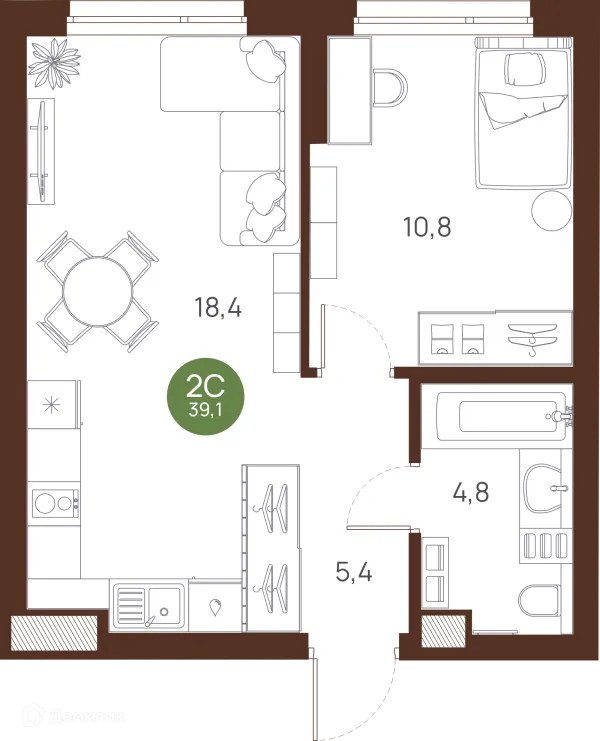Планировка 2 комн. в ЖК VESNA (Весна)