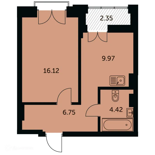 Планировка 1 комн. в ЖК Академия