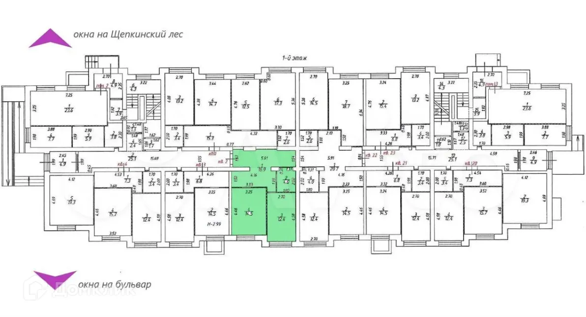 Планировка 1-комнатной квартиры 47.8 м² в ЖК "Дмитровград", г. Новочеркасск — фото 1