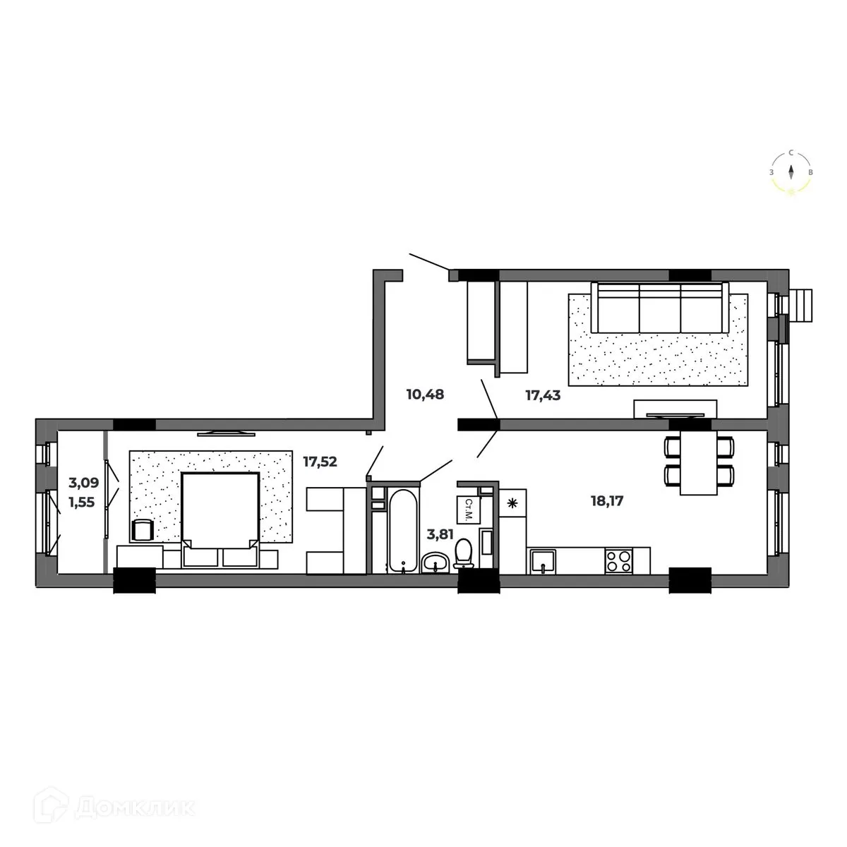 Фото квартиры в ЖК по ул. Красный Пахарь