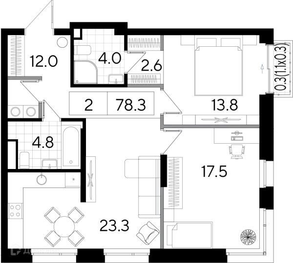 Квартира в ЖК Клубный дом  Строганов