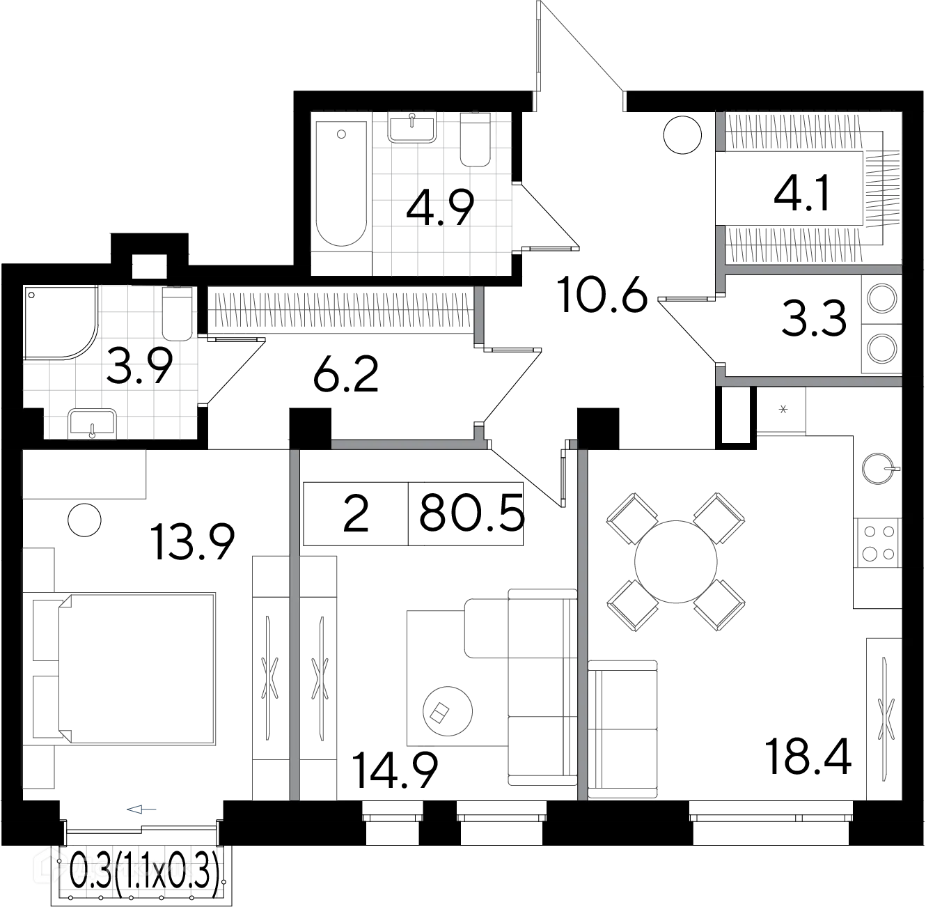 Фото квартиры в ЖК Клубный дом  Строганов