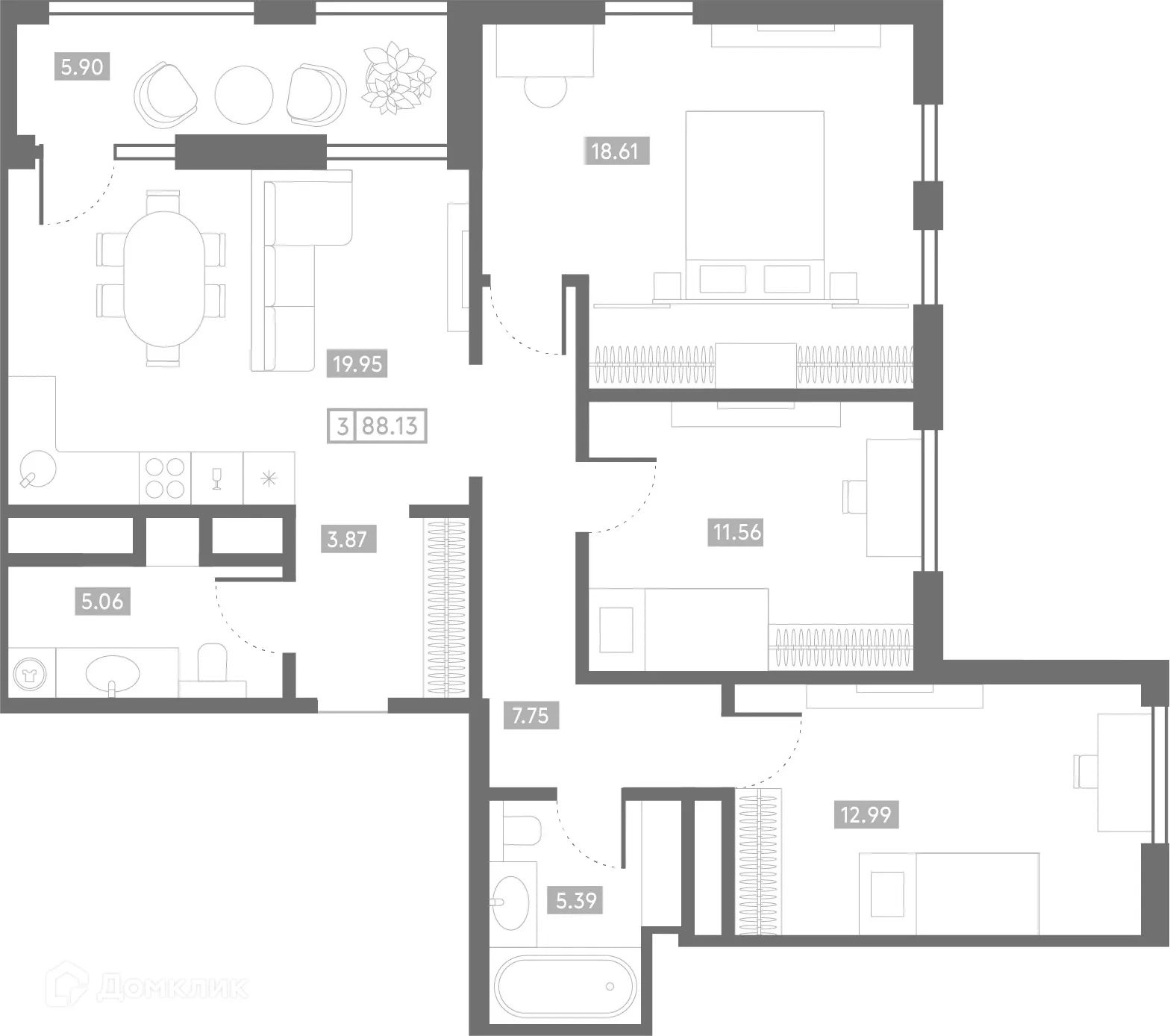 Фото квартиры в ЖК Клубный дом "Проявление"