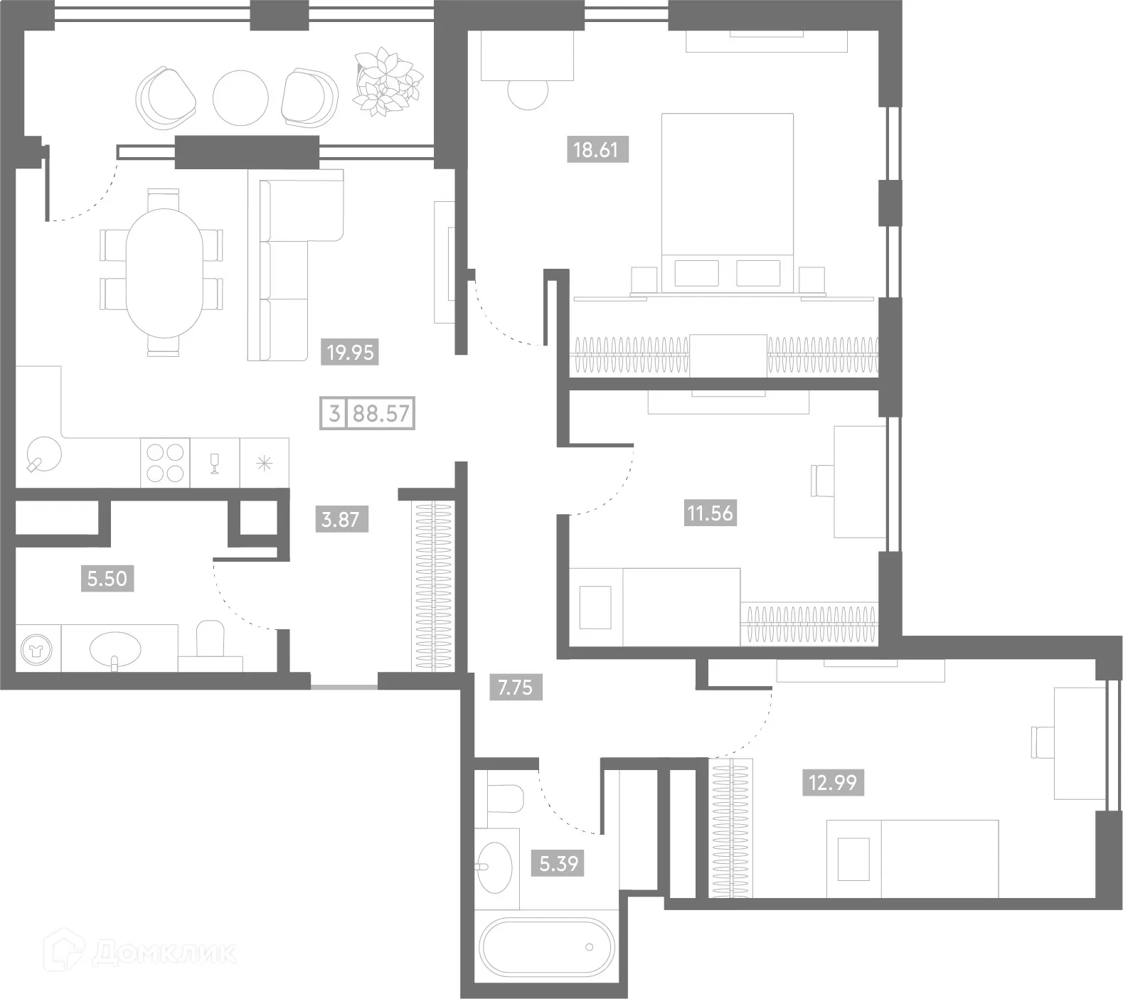 Фото квартиры в ЖК Клубный дом "Проявление"