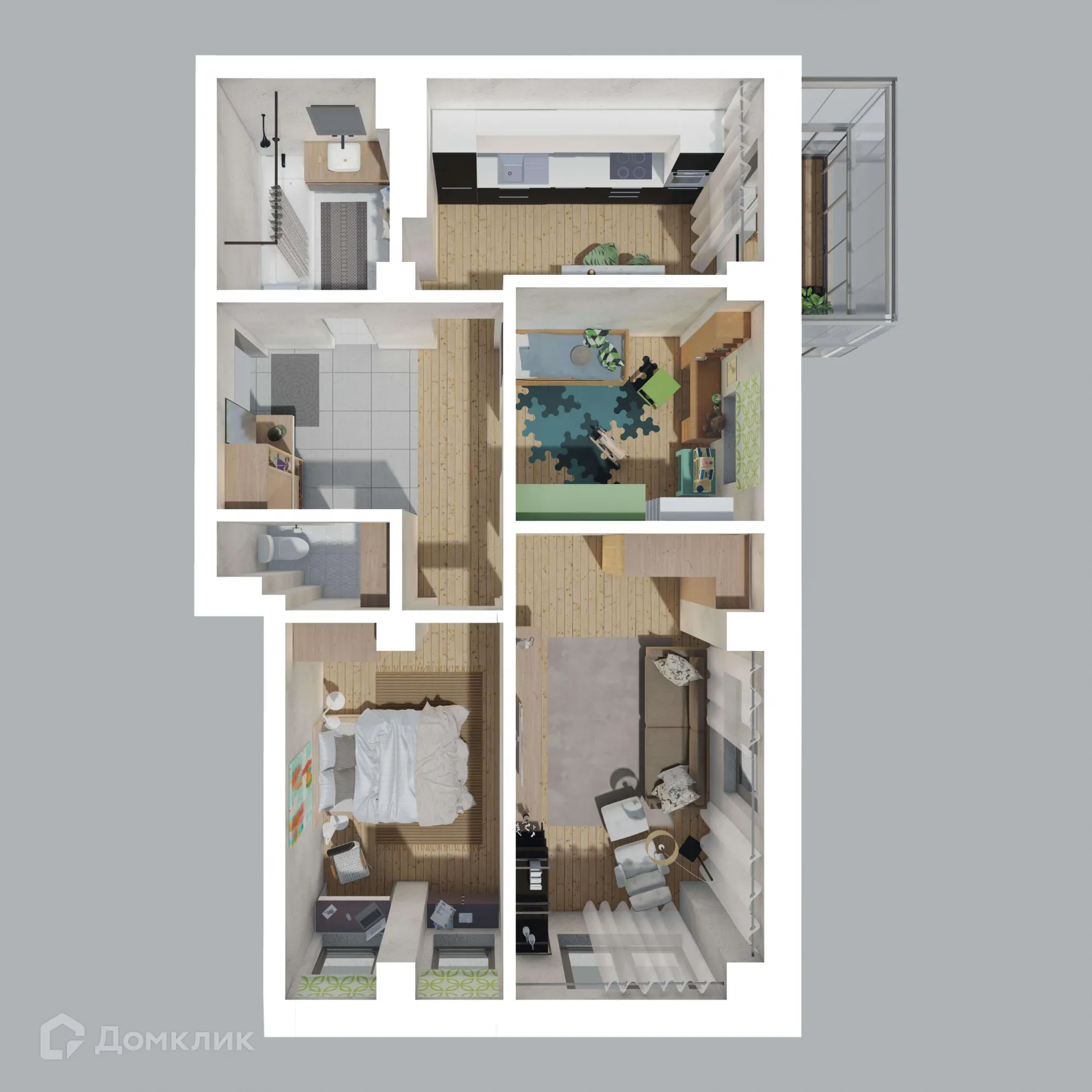 Планировка 3-комнатной квартиры 73.78 м² в ЖК СОСНЫ, г. Сосновоборск — фото 1