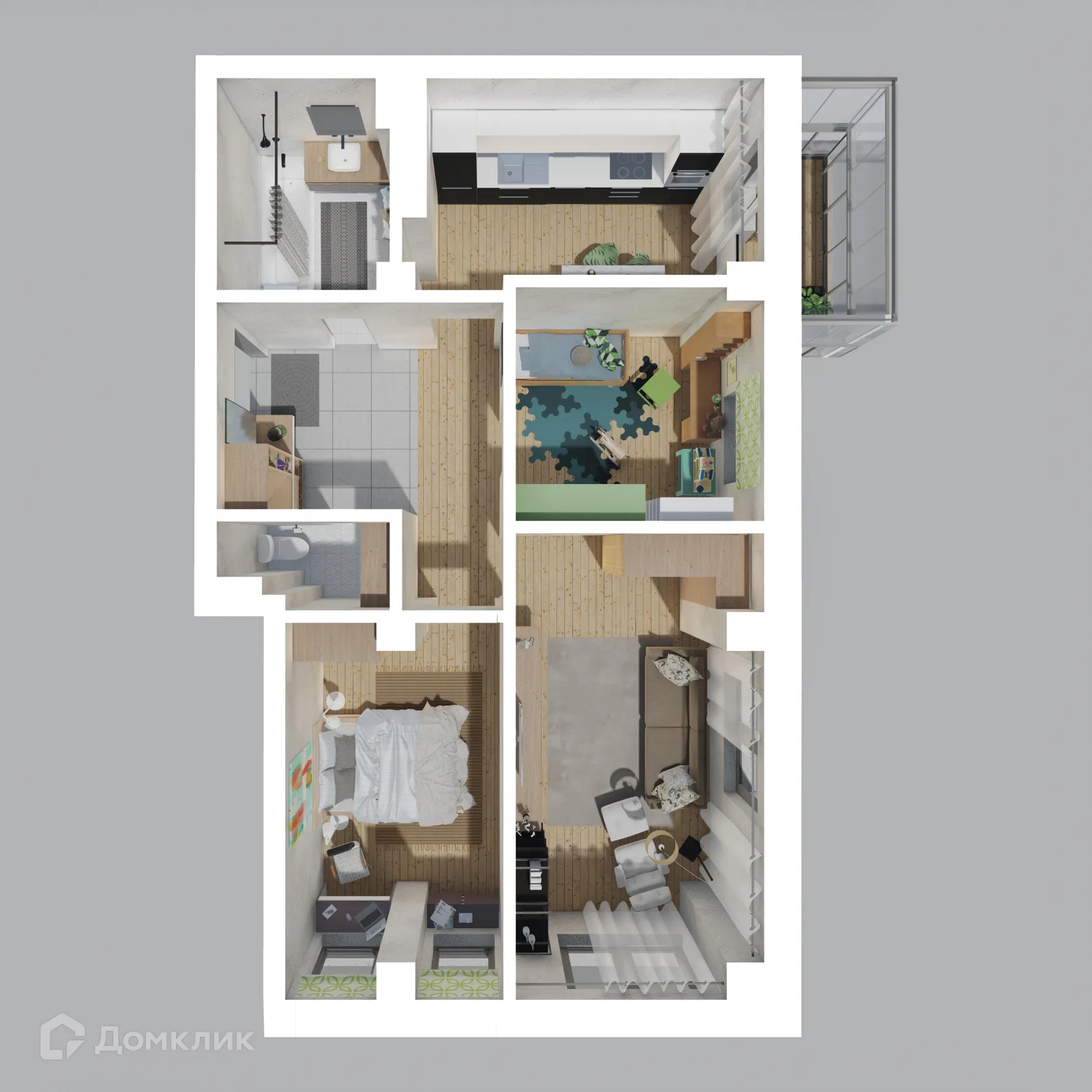 Планировка 3-комнатной квартиры 73.26 м² в ЖК СОСНЫ, г. Сосновоборск — фото 1