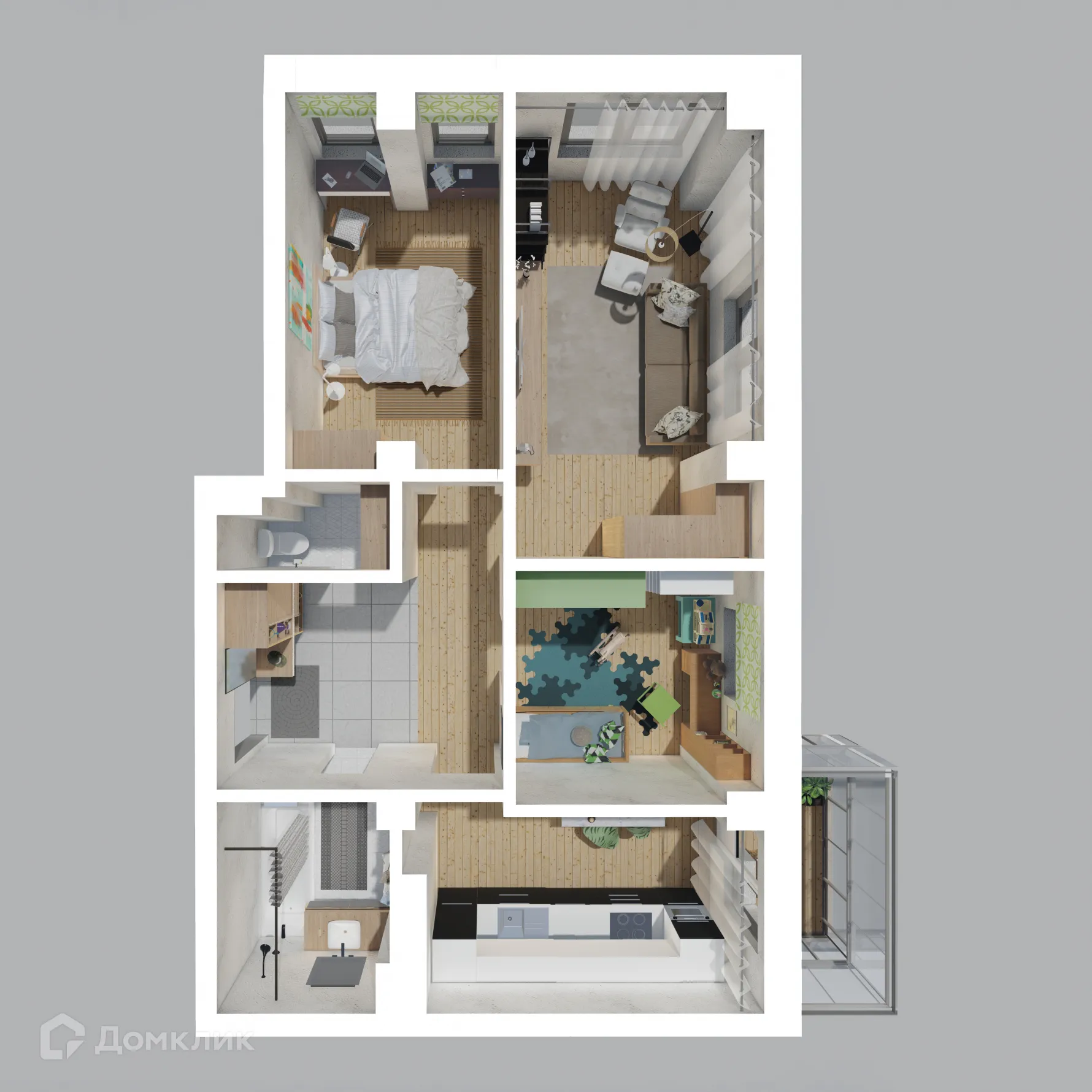 Планировка 3-комнатной квартиры 73.18 м² в ЖК СОСНЫ, г. Сосновоборск — фото 1