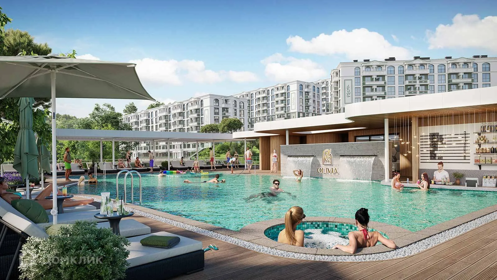 Планировка 1-комнатной квартиры 30.2 м² в ЖК ЖК OLIVIA (ОЛИВИА), г. Сочи — фото 1