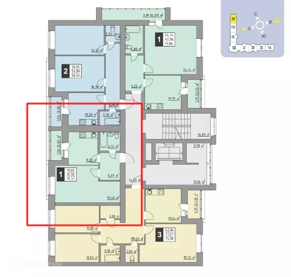 Планировка 1 комн. в ЖК Олимп