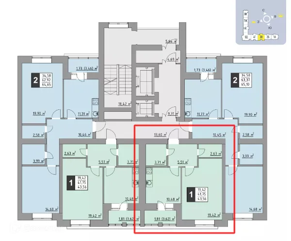 Планировка 1 комн. в ЖК Олимп
