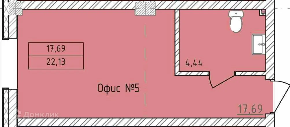 Планировка студии квартиры 22.13 м² в ЖК Комплекс апартаментов «ФЕРИН», г. Уфа — фото 1