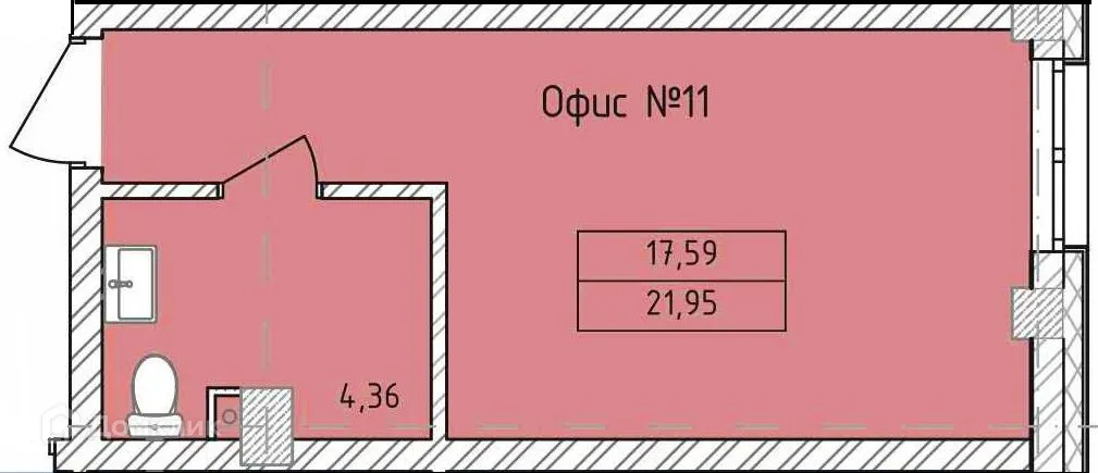 Планировка студии квартиры 21.95 м² в ЖК Комплекс апартаментов «ФЕРИН», г. Уфа — фото 1
