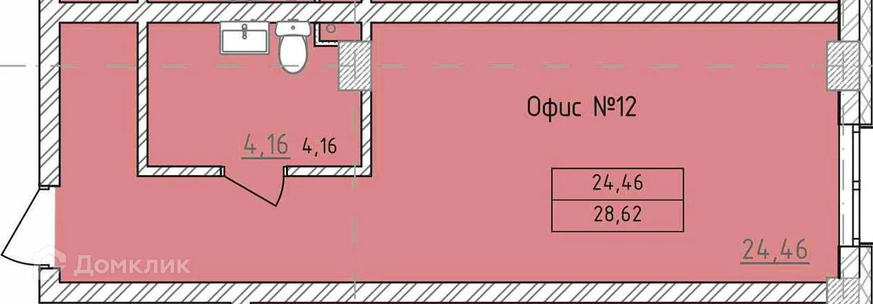 Планировка студии квартиры 28.62 м² в ЖК Комплекс апартаментов «ФЕРИН», г. Уфа — фото 1