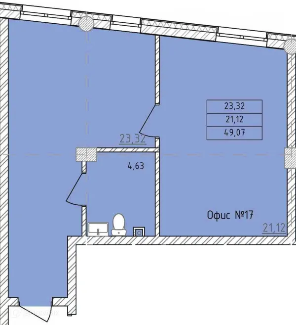 Планировка 2 комн. в ЖК Комплекс апартаментов «ФЕРИН»