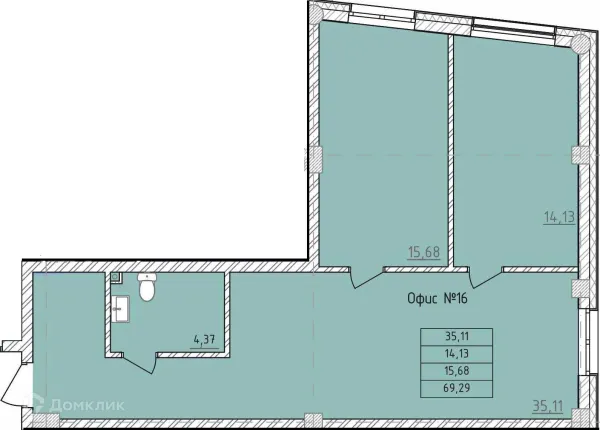 Планировка 2 комн. в ЖК Комплекс апартаментов «ФЕРИН»