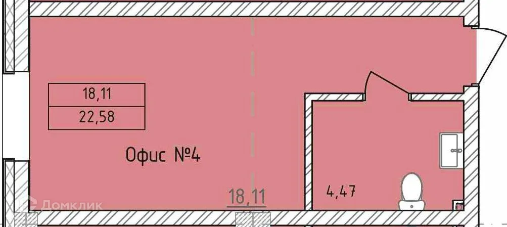 Планировка студии квартиры 22.58 м² в ЖК Комплекс апартаментов «ФЕРИН», г. Уфа — фото 1