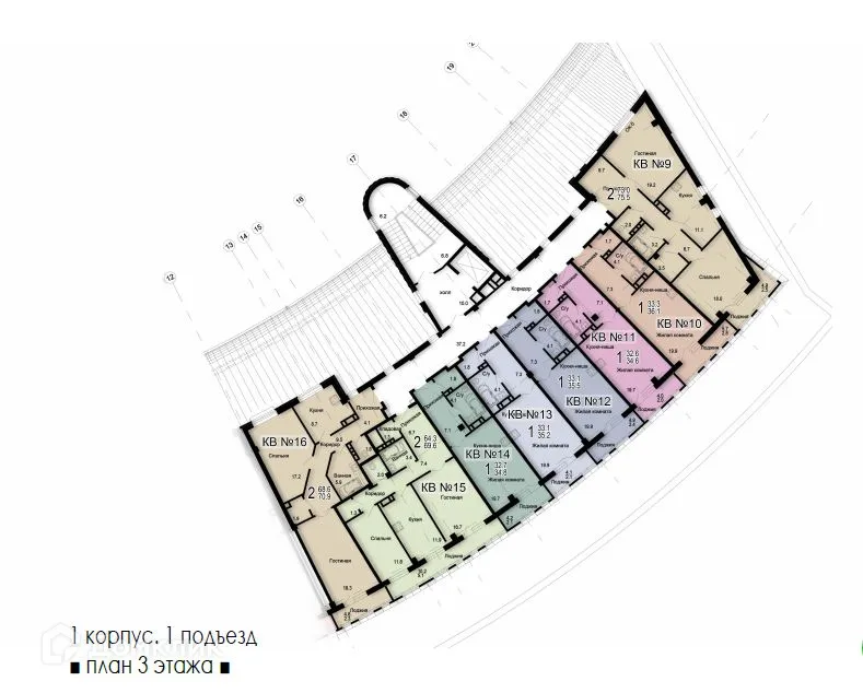 Планировка 2-комнатной квартиры 81.8 м² в ЖК Александровский Парк, г. Шахты — фото 1