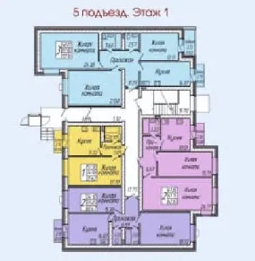 Планировка 2-комнатной квартиры 60.47 м² в ЖК "Маяковский", г. Азов — фото 1