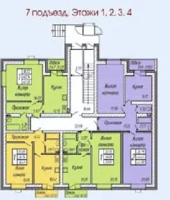 Планировка 2-комнатной квартиры 63.3 м² в ЖК "Маяковский", г. Азов — фото 1