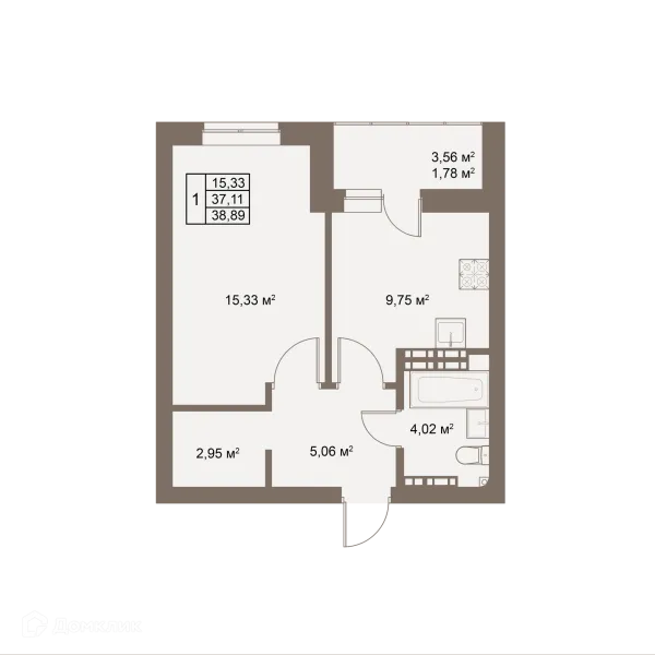 Планировка 1 комн. в ЖК Покровский парк