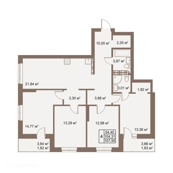 Планировка 4 комн. в ЖК Покровский парк