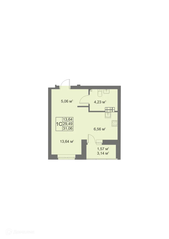 Планировка Студия в ЖК Покровский парк