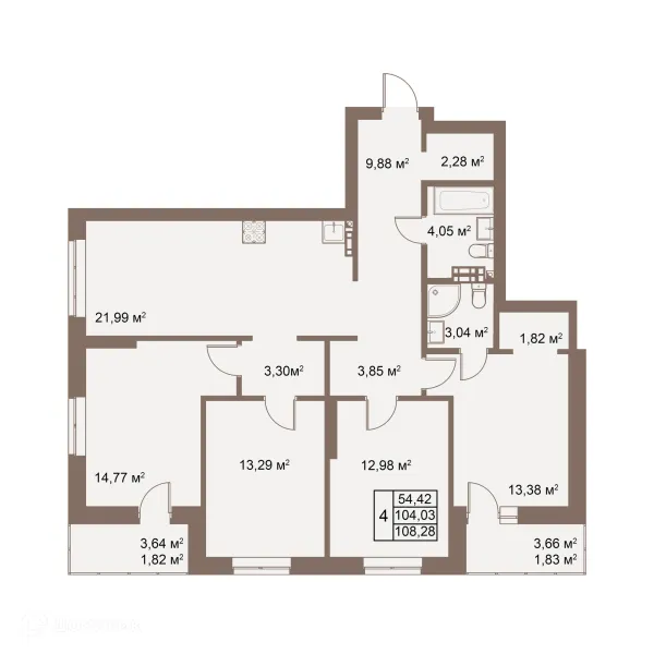 Планировка 4 комн. в ЖК Покровский парк
