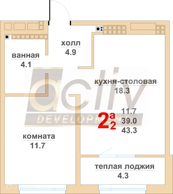 Планировка 1 комн. в ЖК Тихий центр-4