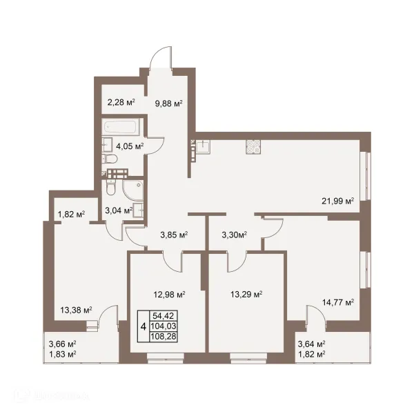 Планировка 4 комн. в ЖК Покровский парк