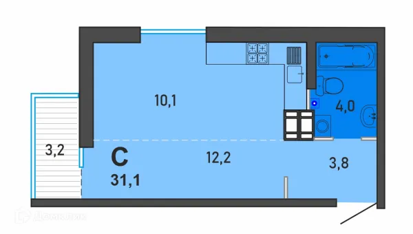 Планировка Студия в ЖК Семейный район Петровский Премиум