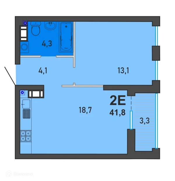 Планировка 2 комн. в ЖК Семейный район Петровский Премиум