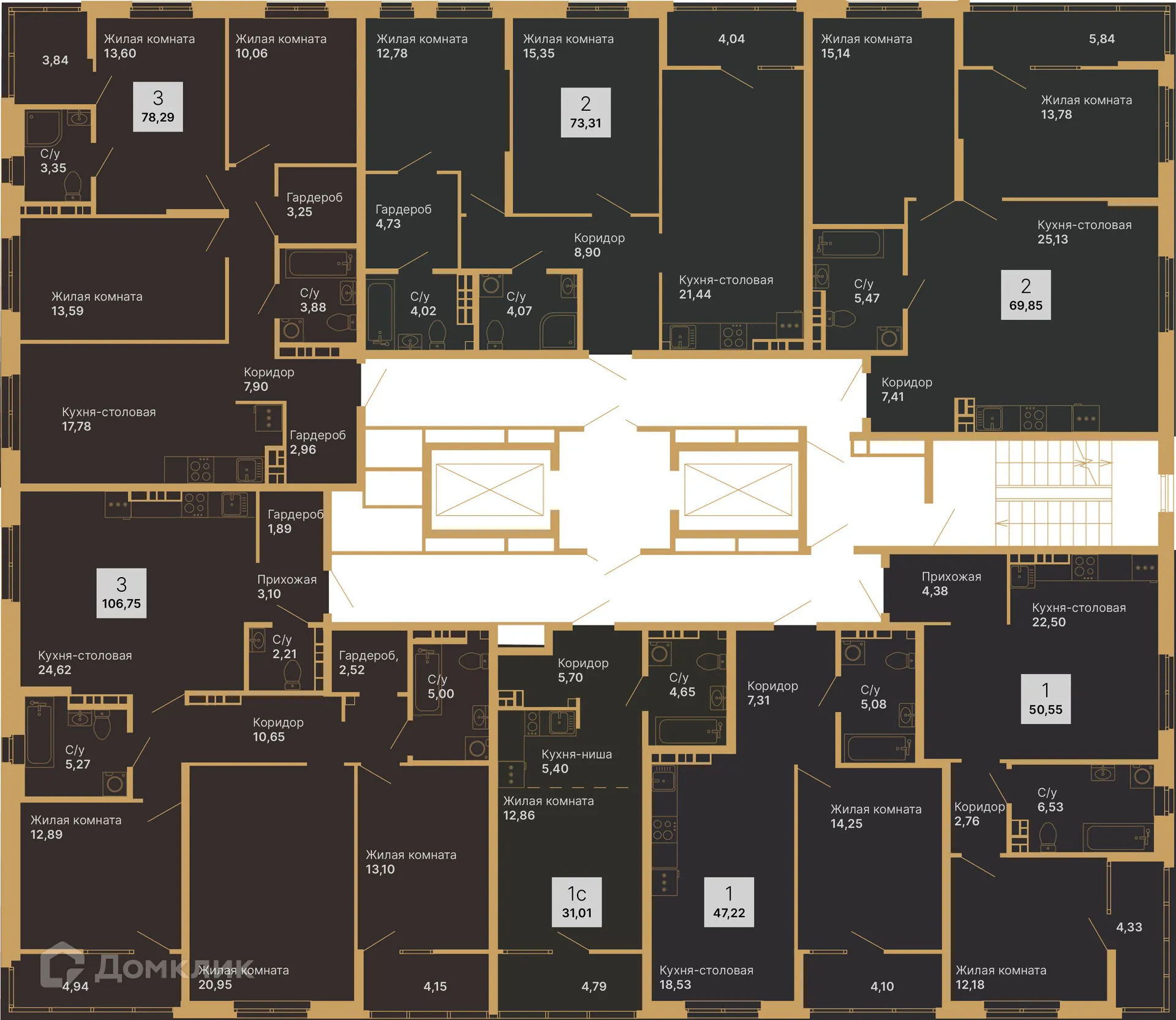 Планировка 1-комнатной квартиры 44.9 м² в ЖК Дуэт, г. Верхняя Пышма — фото 2