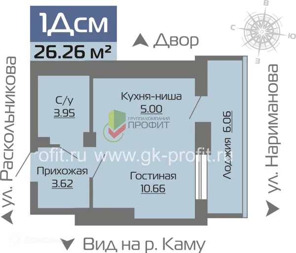 Планировка 1 комн. в ЖК Новое побережье