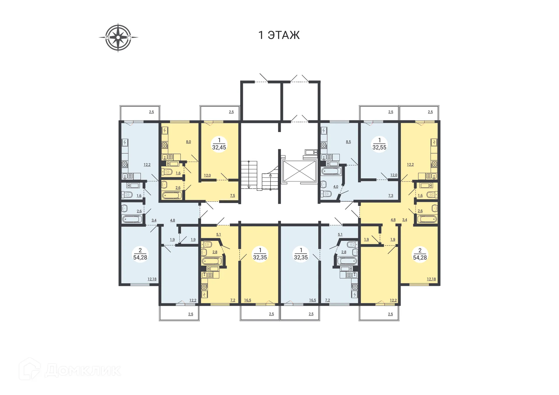Планировка 1-комнатной квартиры 39.05 м² в ЖК Муринский, г. Нижний Тагил — фото 1