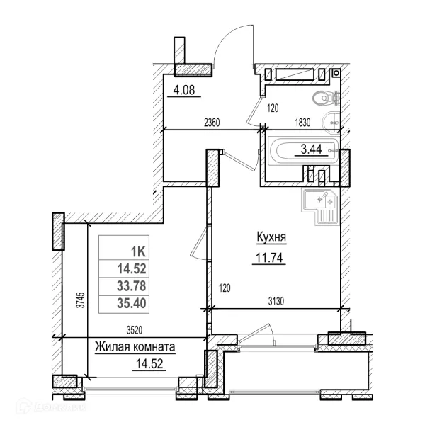 Планировка 1 комн. в ЖК Чернышевский