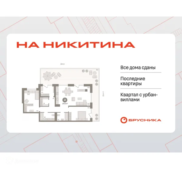 Планировка 2 комн. в ЖК На Никитина