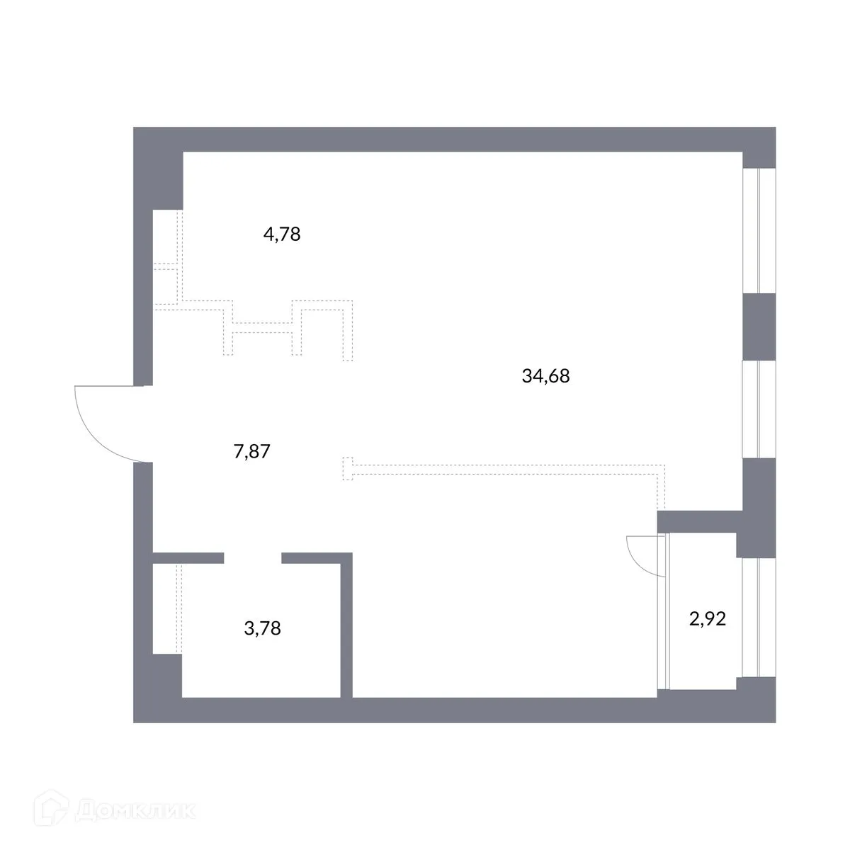 Планировка 1-комнатной квартиры 54.6 м² в ЖК "Richmond Residence (Ричмонд Резиденс)", г. Новосибирск — фото 1